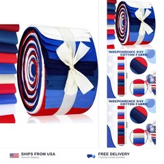 Hosuly 40 Pcs Patriotic Fabric Red White Blue Jelly Fabric for Quilting 4th o…