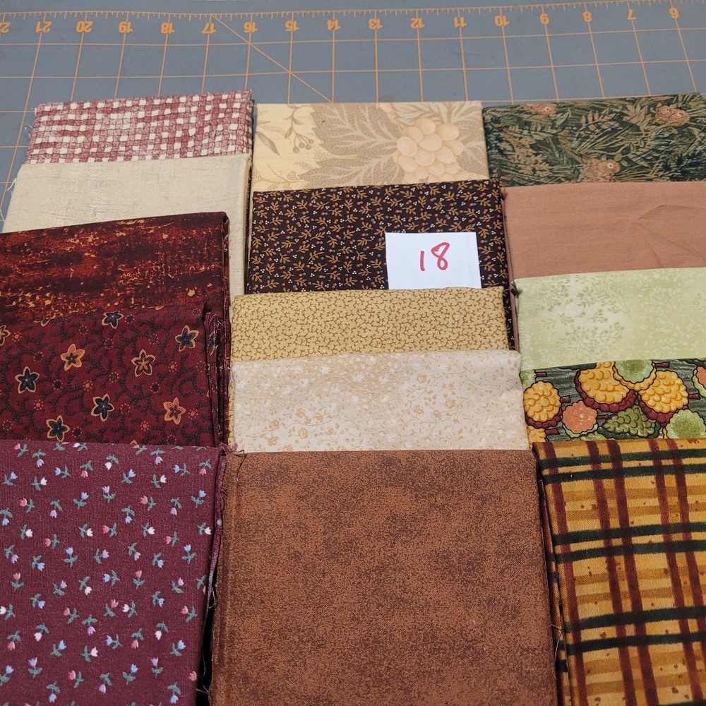 LOT OF 15 FAT QUARTERS COTTON FABRIC ASSTD COLORS & DESIGNS lot 18