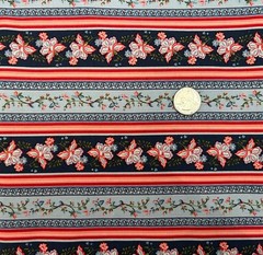 Multi-Color Striped Floral 100% Cotton Fabric 1 yard 36″ x 42″ F11