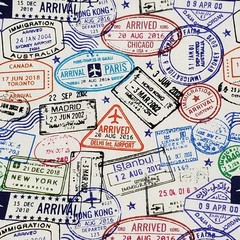 fabric traditions Travel Stamp Fabric Passport Print Cotton Sewing Quilt 1 yard