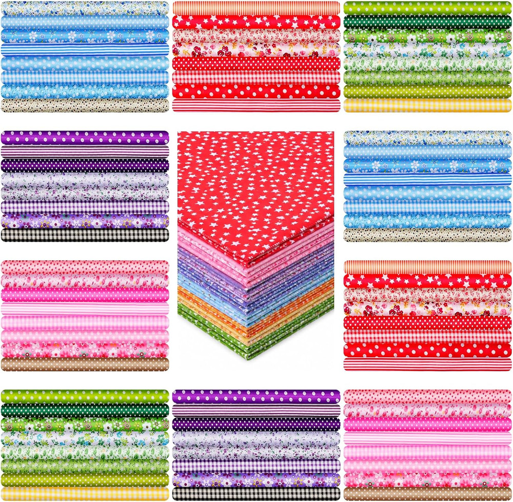 40 Pcs 20 X 20 Inch Cotton Fabric Bundle Square Quilting Patchwork, Cotton Fat Q