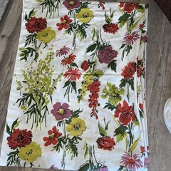 Vintage Floral Fabric 35”- 5 1/3 yds. ivory with multi color floral