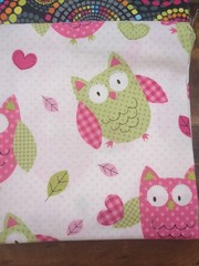 Lot of Fabric, children themed, owls, fish, frogs, whimsical, multicolor, 14oz