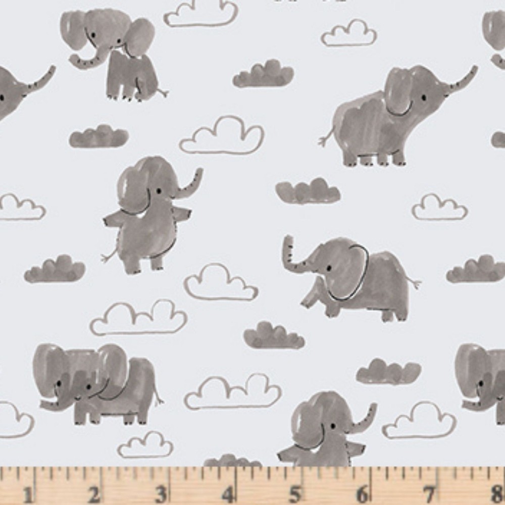 Lucky Day FLANNEL GreyF90966-90 Elephants 100% Cotton Fabric By half yard