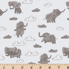 Lucky Day FLANNEL GreyF90966-90 Elephants 100% Cotton Fabric By half yard