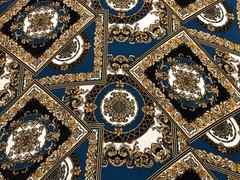 Liverpool Fabric-Teal Black Gold Arabic Mosaics-LVPR265-Sold by the yard