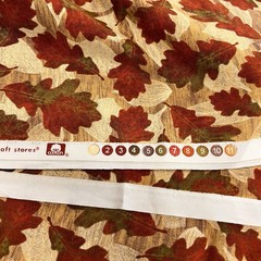 Fall Autumn Red Green Oak Leaves Joann Fabric Quilters Cotton Tan Background