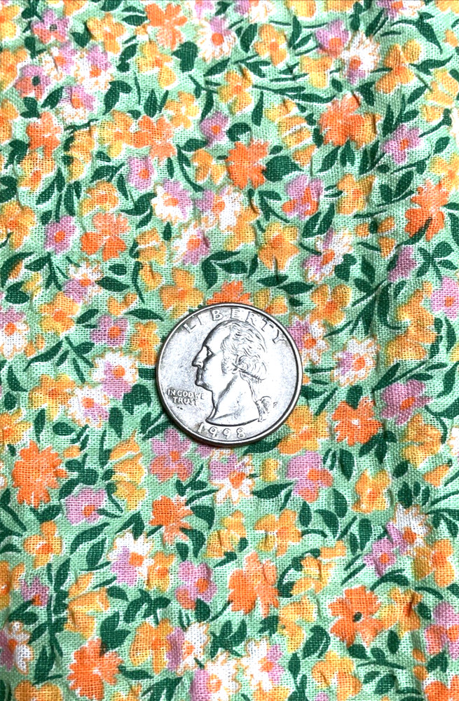 VTG 1970s TG&Y 3-1/2 Yards x 36″ Gingham Seersucker Fabric Tiny Colorful Flowers