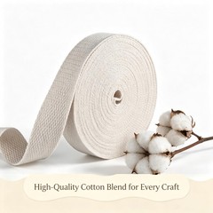 Cotton Webbing 1 Inch, 10 Yards Polyester Weave Ivory white