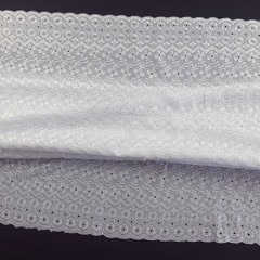 White Polycotton Eyelet Fabric Embroidered Floral Scalloped 40″ By the Fabric