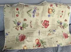 Fabric Remnant Kaufmann Flowers Botanical Beige Stain Repellant 1 yard