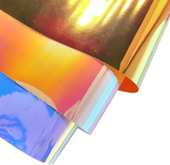 Holographic Faux Leather Fabric, 7 Pcs 8.3Inch X 11.8Inch Mirrored PU Leather Fa