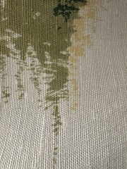 Vintage United Fabrics Silk Blend Scenic Slub Fabric Remnant Country Scene 44×30