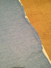 73″ x 64″ Medium Blue Soft Woven Polyester Fabric Remnant with 2 Way Stretch