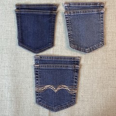 10 Pair Mixed Sizes Denim Jean Back Pockets for Crafts Sew Quilting