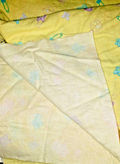 Fabric Flannel Yellow with Baby Theme Items in Pastel Colors – 40″ x 34″