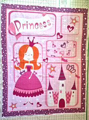 Princess and Her Castle in Pink Cut and Sew Fabric Panel
