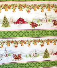 “Christmas Chimes” Border Print By the Yard