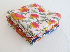 FAT QUARTER Bundle Indian Hand Block Printed Scrap Fabric Bundle Quilting Fabric