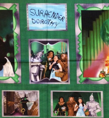 PNL87 Wizard of Oz Emerald City Dorothy Cotton Quilt Fabric Panel 23×44 Rare OOP