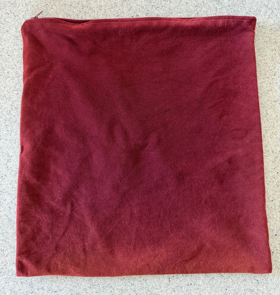 Vintage UltraSuede fabric handmade throw pillow zip case/burgundy, to repurpose
