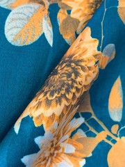 Forest Green Floral Cotton Hanako Digitally Printed Sateen Summer By the Yard