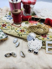 Vintage handstitched PINK Slow Stitch Junk Journal Kit Craft Sewing Buttons