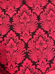 2.33 Yards Of Duchess Damask 100% Cotton Fabric 54” Wide Red Black