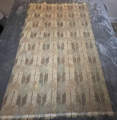 Upholstery Fabric Traditional Earthy-Tone Ikat Pattern w/ Fringed Edges 1.19 yds