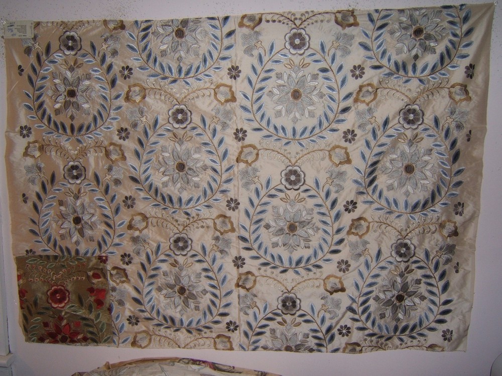 Mulberry Home, Diva Silk, Embroidered, Color Soft Blue/Cream, Multiple Sizes