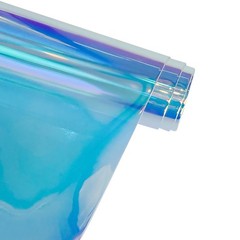 11.8 Inch x 54 Inch 30 Gauge Holographic Clear Vinyl Roll Iridescent Blue TPU