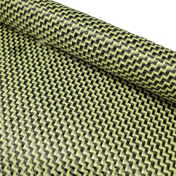 Yellow Aramid Carbon Fiber Blended Fabric mixed cloth 230gsm W /工 Weave 100*50cm