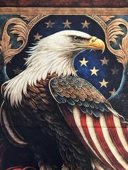 AMERICAN SPIRIT BY QUILTING TREASURES EAGLE USA PATRIOTIC FABRIC PANEL 36″X44″