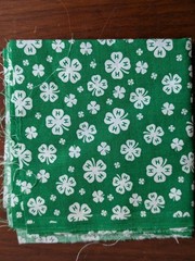 Vintage Green White 4H Club Fabric Clover Home School Farm 4x Pieces 12″ Square