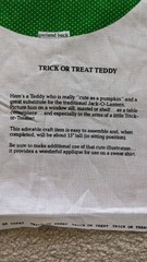 Cranston Print Works TRICK OR TREAT TEDDY Craft Panel 15″ Bear Halloween