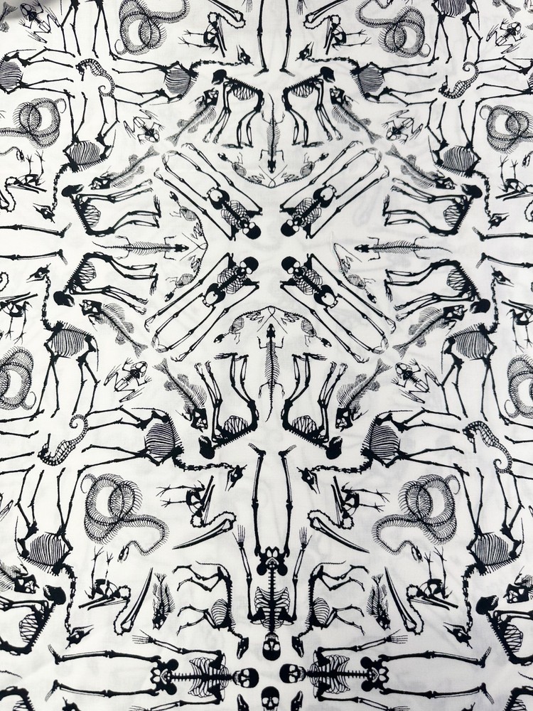 32″ Osteology 2011 Alexander Henry Cotton Fabric White Black