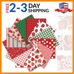 Versatile 12 Pcs Strawberry Fabric for DIY Projects – 18×22 Inch Fat Quarters