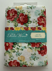 NEW Pioneer Woman Fabric 1 Yard Cut Vintage Floral White 100% Cotton Red Flowers