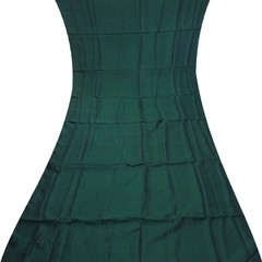 Vintage Dark Teal 100% Pure Silk Handloom Sari Remnant 5YD Craft Fabric Scrap