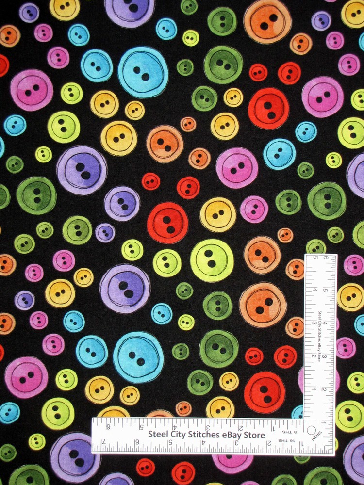 Loralie Designs Sewing Buttons Multi Color 692-466 Cotton Fabric By The Yard