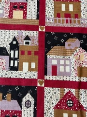 VTG Country Classic Simple Traditions Ameritex Fabric Houses Hearts Folk Art 3YD