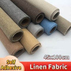 1M Self Adhesive Linen Fabric DIY Wallpaper Upholstery Crafts Furniture Material