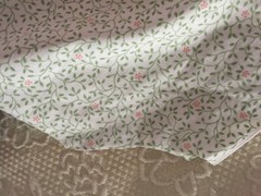 4yd.+ cut Small print quilting cotton white with pastel green pink bedding