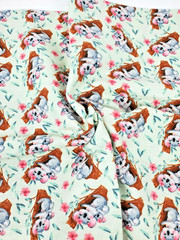 Snuggle Flannel Baby Fabric Koala Bears in a Tree 30″ x 42″ Green Pink Gray