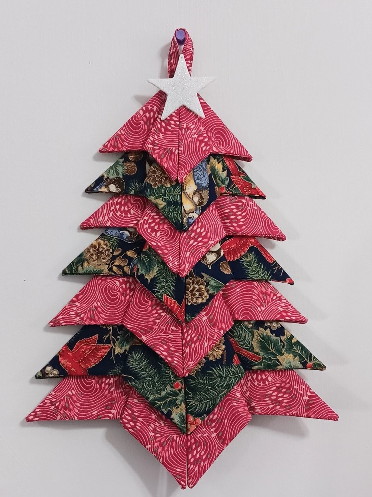 Fabric Christmas Tree Approx. 13″ X 9 1/2 “Hand Made USA 3-D Effect