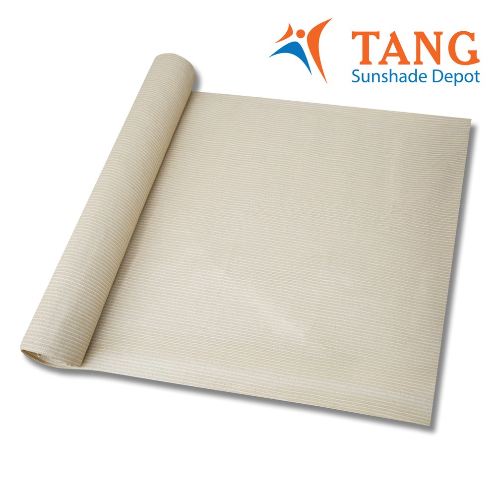 12′ Fabric Roll Fence Screen Shade Cloth Garden Awning Shelter Cover Beige