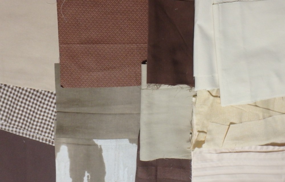 5 lb 1 oz Box of Assorted Fabric Scraps – Yellows Browns Greens Black FSBTB134
