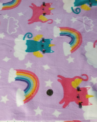 3/4 Yd Caticorn On Clouds & Rainbows Fleece Quilting Fabric Cotton Cat Unicorn