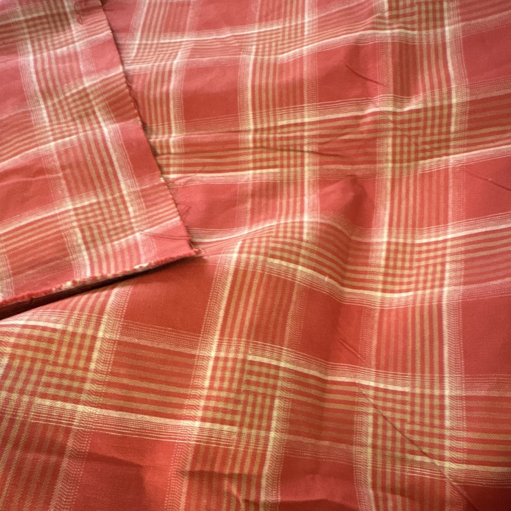 Red & Cream Plaid Cotton Fabric Piece – Cotton Material, 53”x 60”