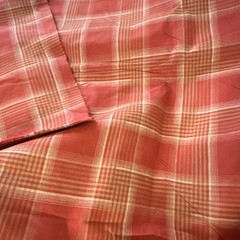 Red & Cream Plaid Cotton Fabric Piece – Cotton Material, 53”x 60”